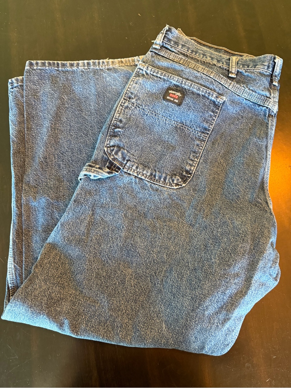 Vintage 90s Wrangler Carpenter Jeans 38x30 Made in USA Loose Fit Denim Workwear